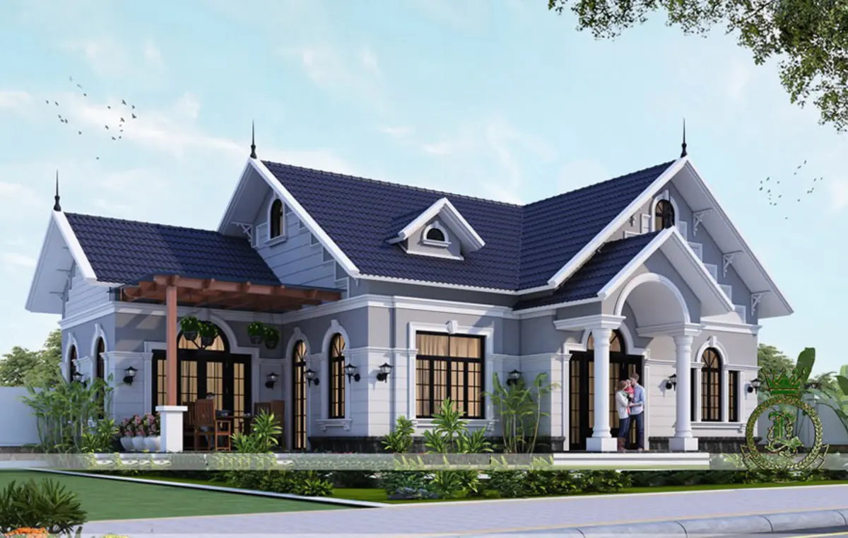 Mẫu nhà cấp 4 chữ L 3 phòng ngủ mái Thái mang lại cảm giác thanh thoát