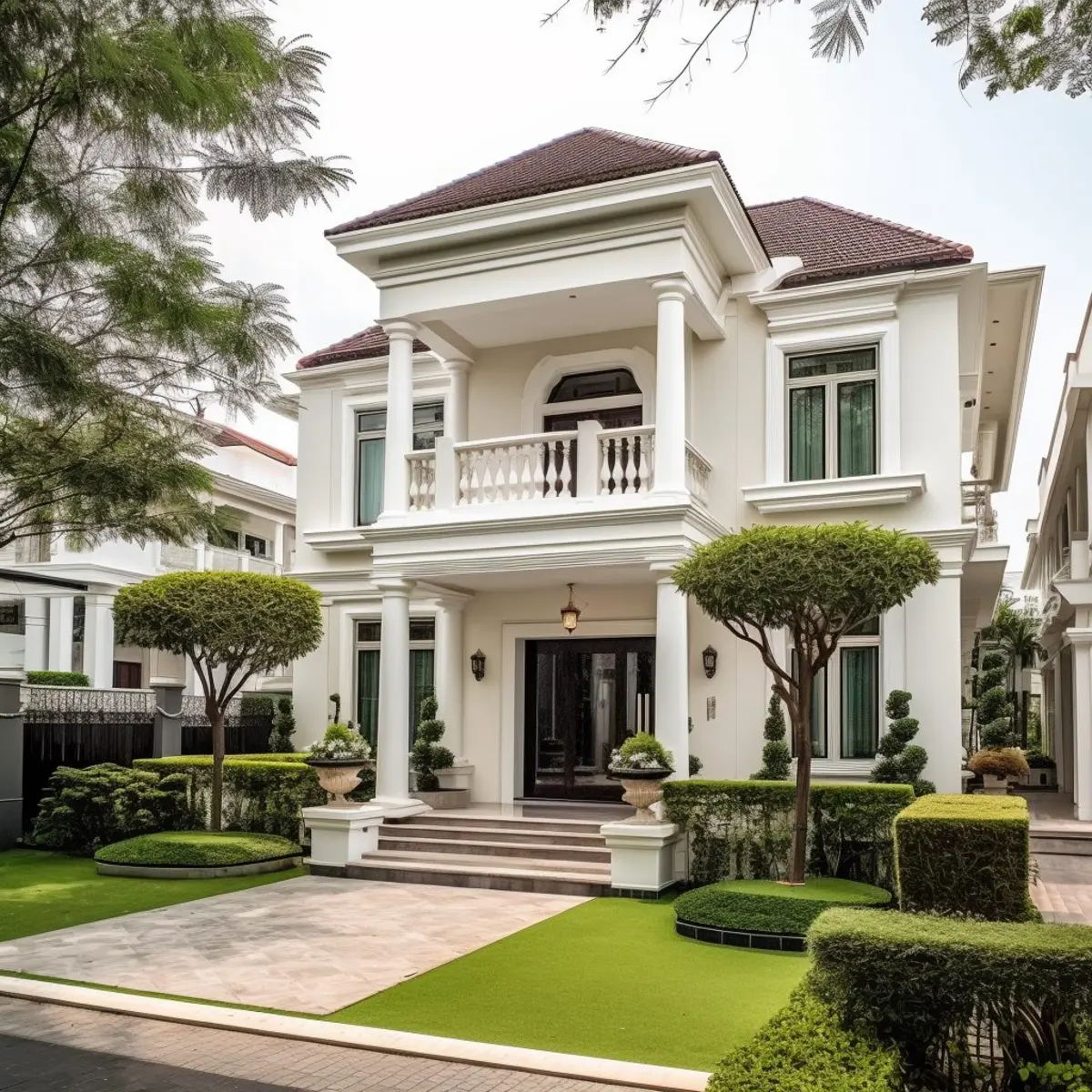 Mẫu nhà vuông 2 tầng mái Nhật tân cổ điển ấm cúng và tinh tế