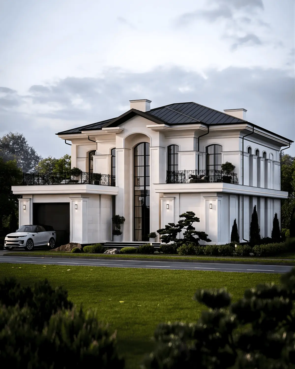 Mẫu nhà vuông 2 tầng mái Nhật tân cổ điển