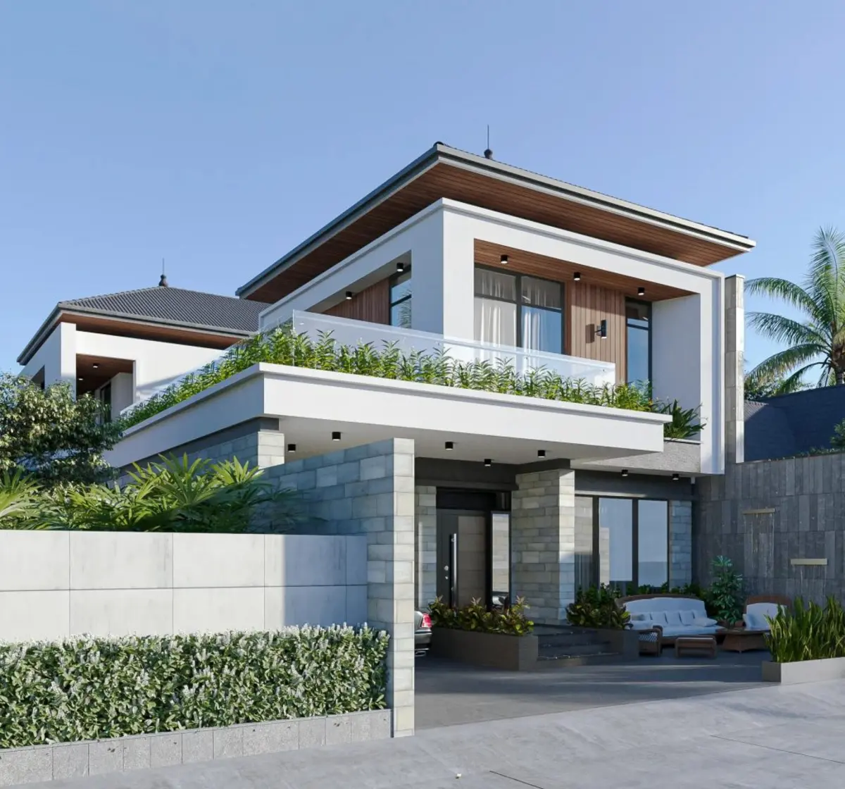 Mẫu nhà vuông 2 tầng mái Nhật hiện đại mang lại trải nghiệm sống thoải mái