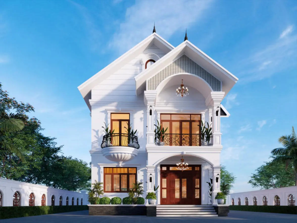 Nhà 2 tầng phong cách tân cổ điển bề thế và tiện nghi