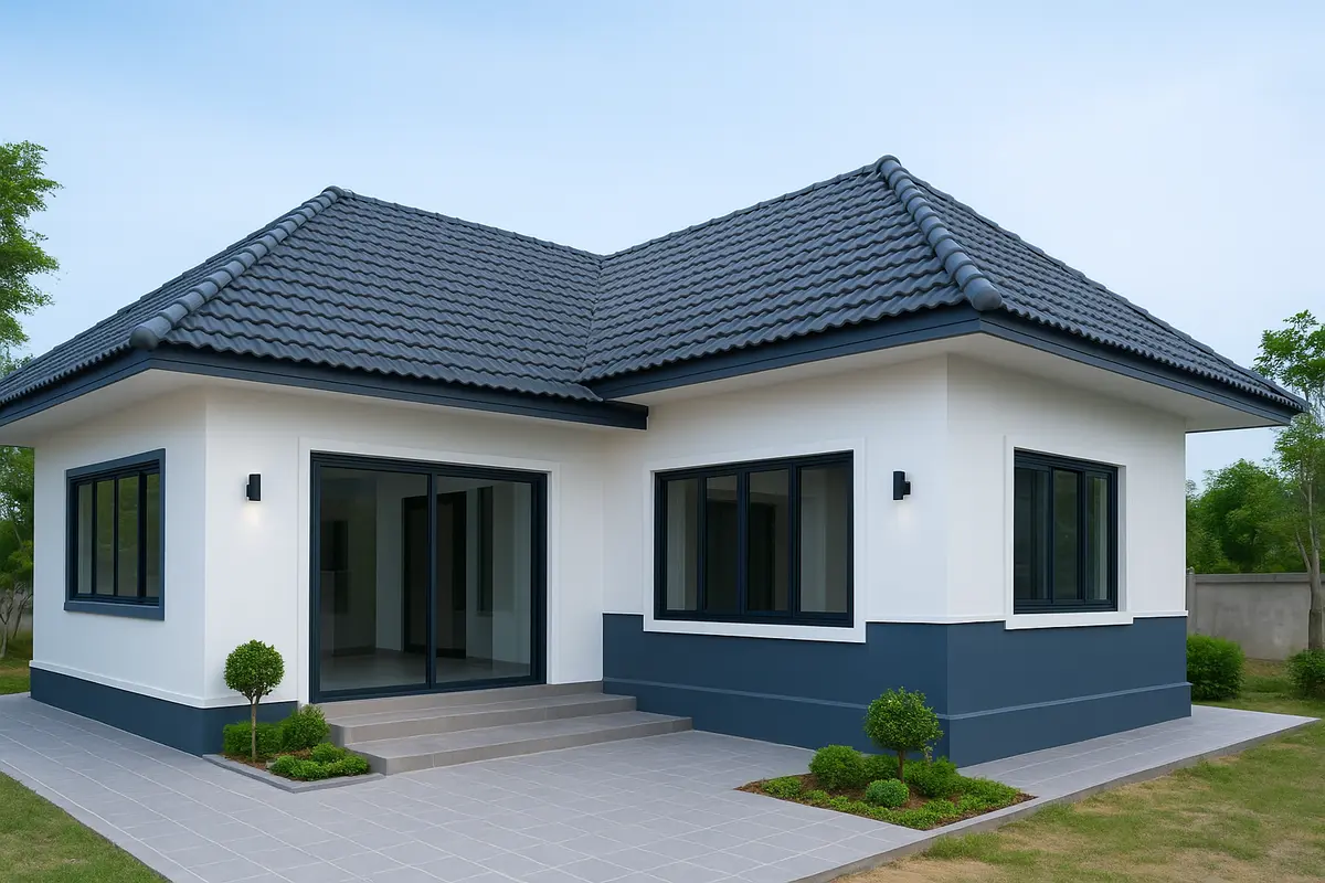 Nhà cấp 4 chữ L mái Nhật cơ bản