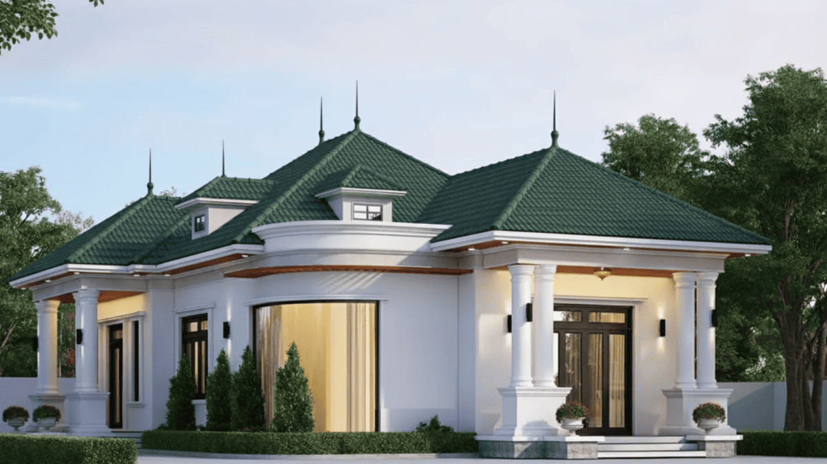Mẫu nhà cấp 4 mái Nhật 3 phòng ngủ tân cổ điển