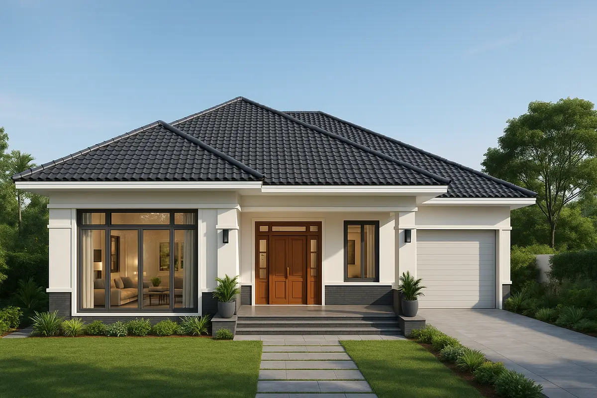 Nhà cấp 4 mái Nhật 3 phòng ngủ mặt tiền rộng giúp tăng độ thẩm mỹ và sự tiện nghi