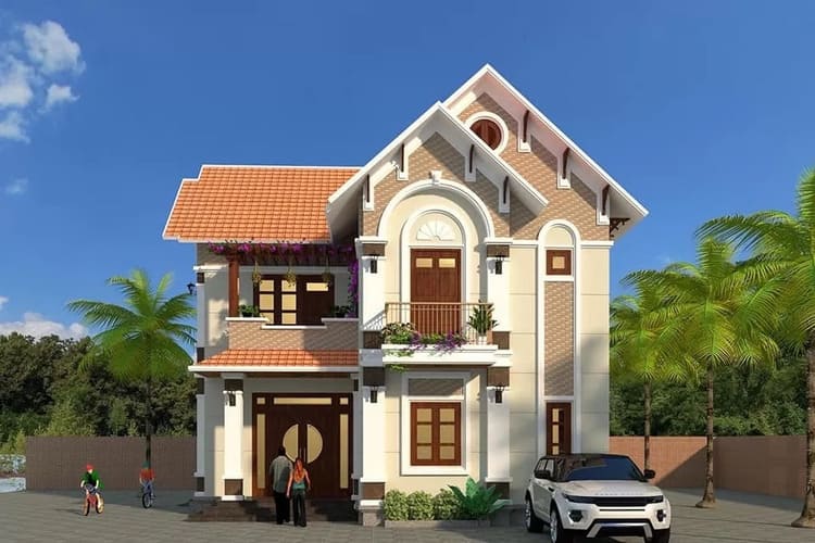 Mẫu nhà chữ L 2 tầng mái Nhật kết hợp hài hoài giữa phong cách Á – Âu
