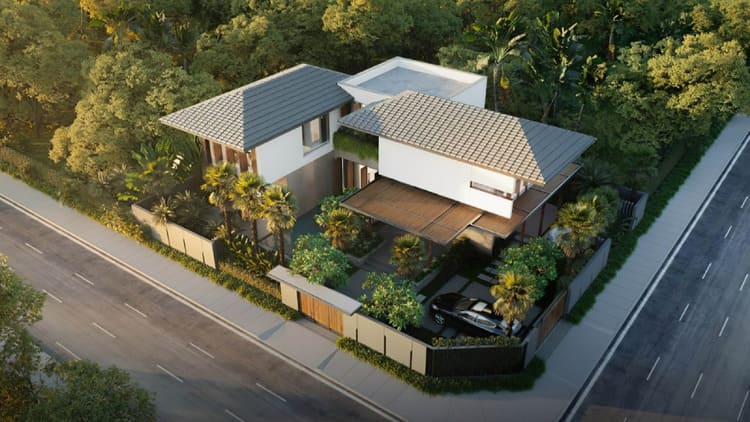 Mẫu nhà chữ L 2 tầng mái tôn tiết kiệm chi phí, bền bỉ