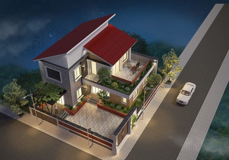 Mẫu nhà chữ L 2 tầng chi phí 600 triệu tiện nghi