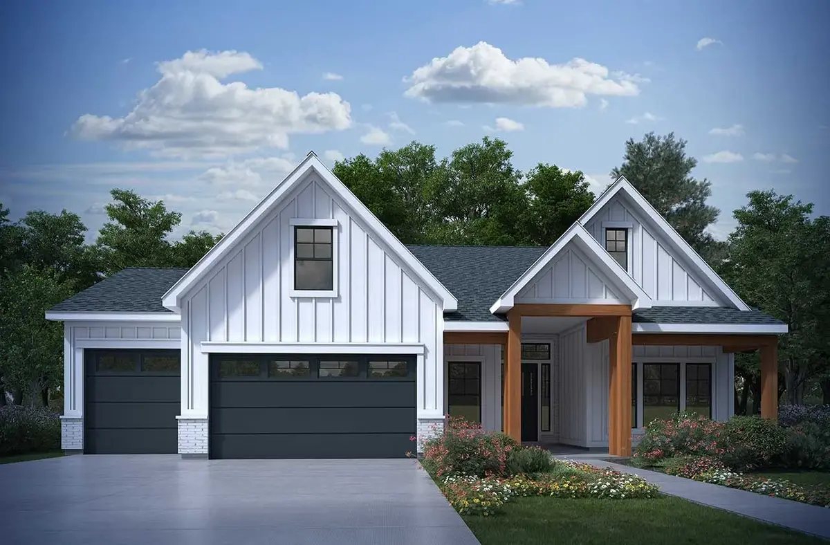 Sân trước gọn gàng, bố trí tiểu cảnh và lối đi cân đối