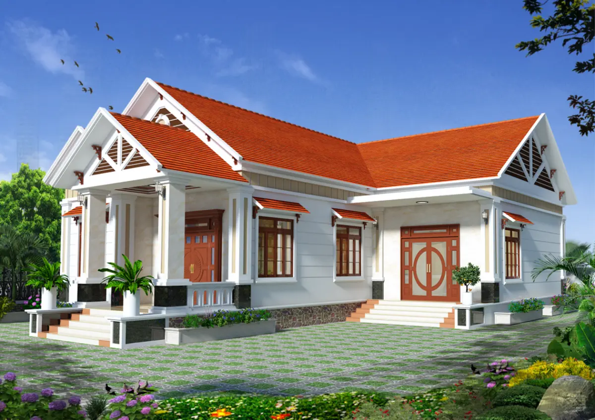 Tham khảo mẫu nhà cấp 4 chữ L 3 phòng ngủ hiện đại