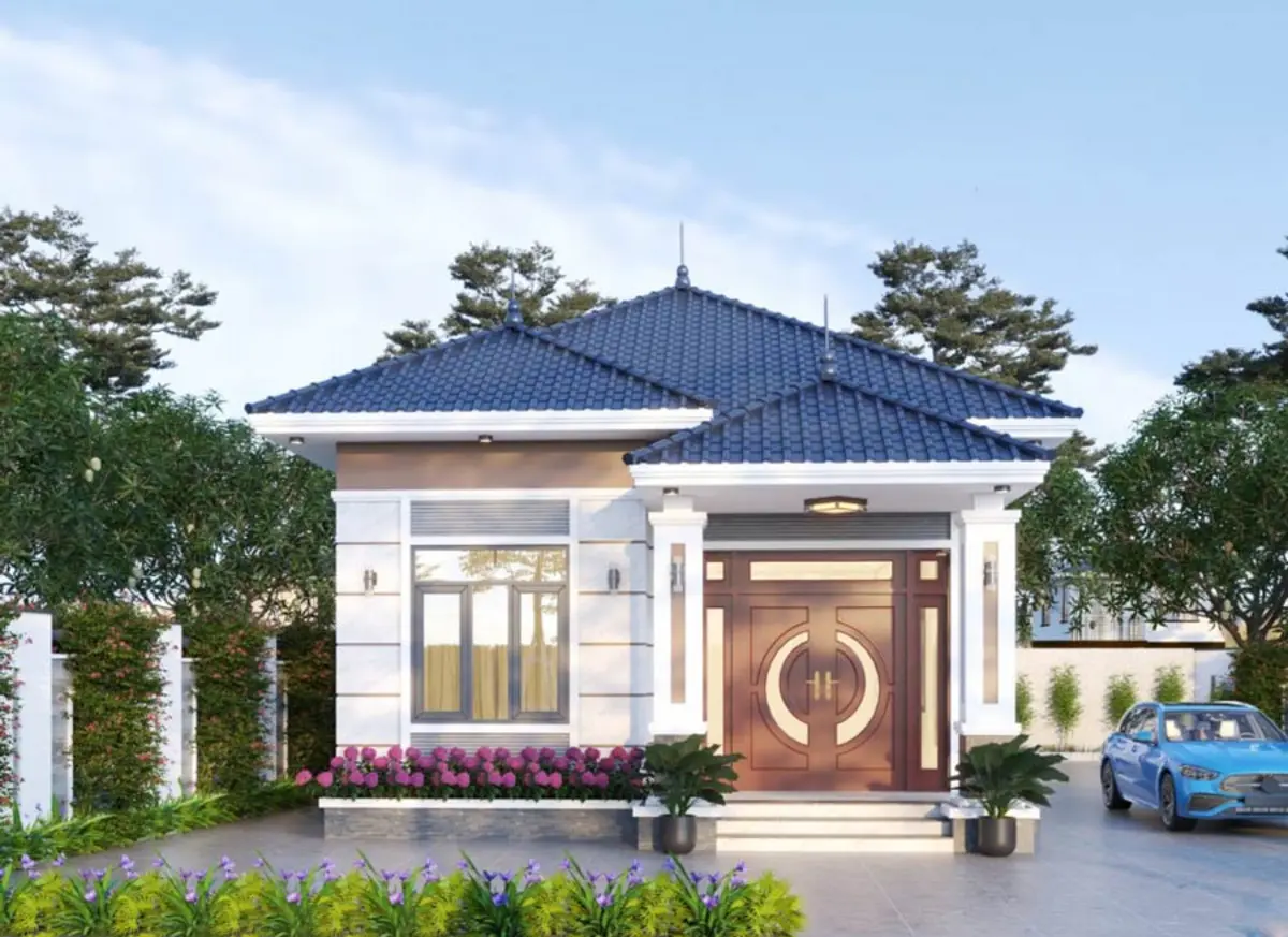 Tông màu chủ đạo của nhà cấp 4 mái Nhật là trắng – xám hoặc kem – ghi