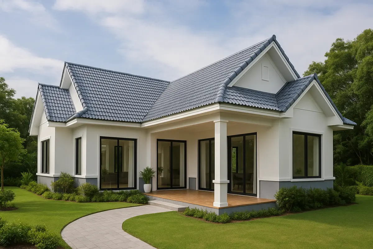 Nhà cấp 4 mái Thái 3 phòng ngủ hiện đại phù hợp gia đình trẻ.