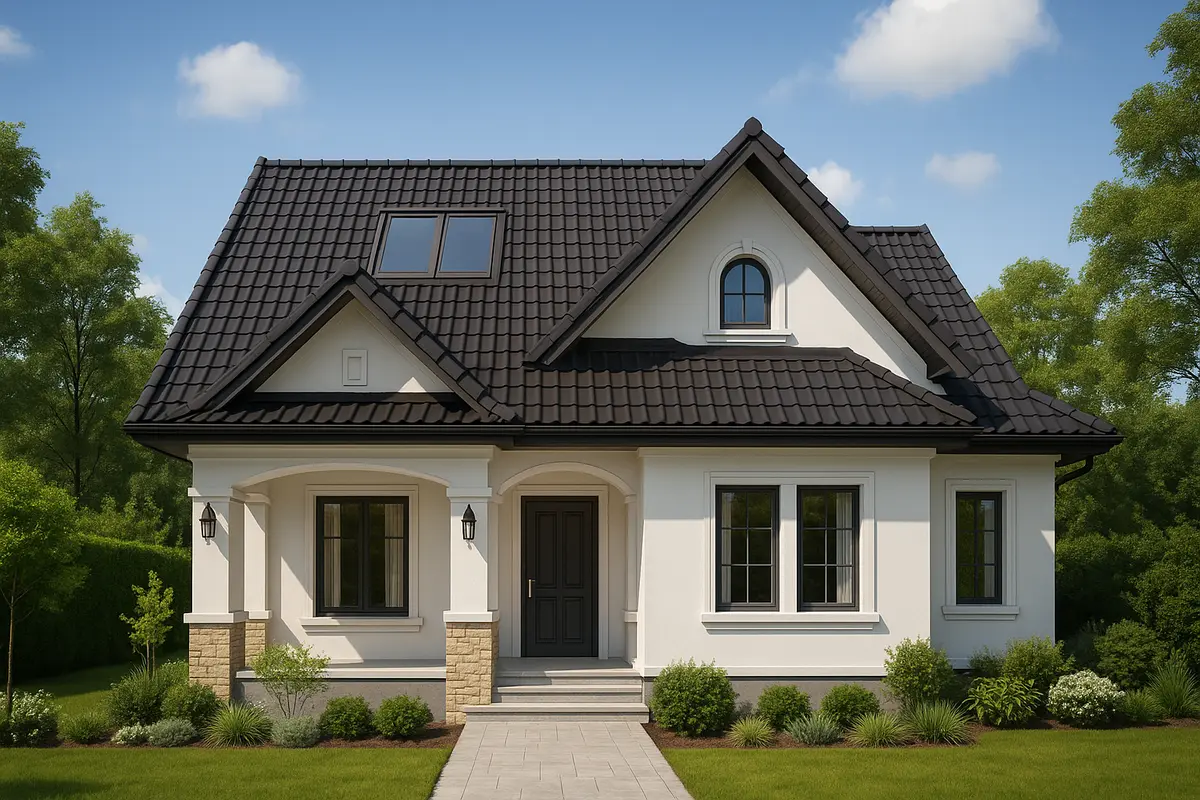 Nhà cấp 4 mái Thái 3 phòng ngủ có gác lửng giúp tối ưu diện tích.