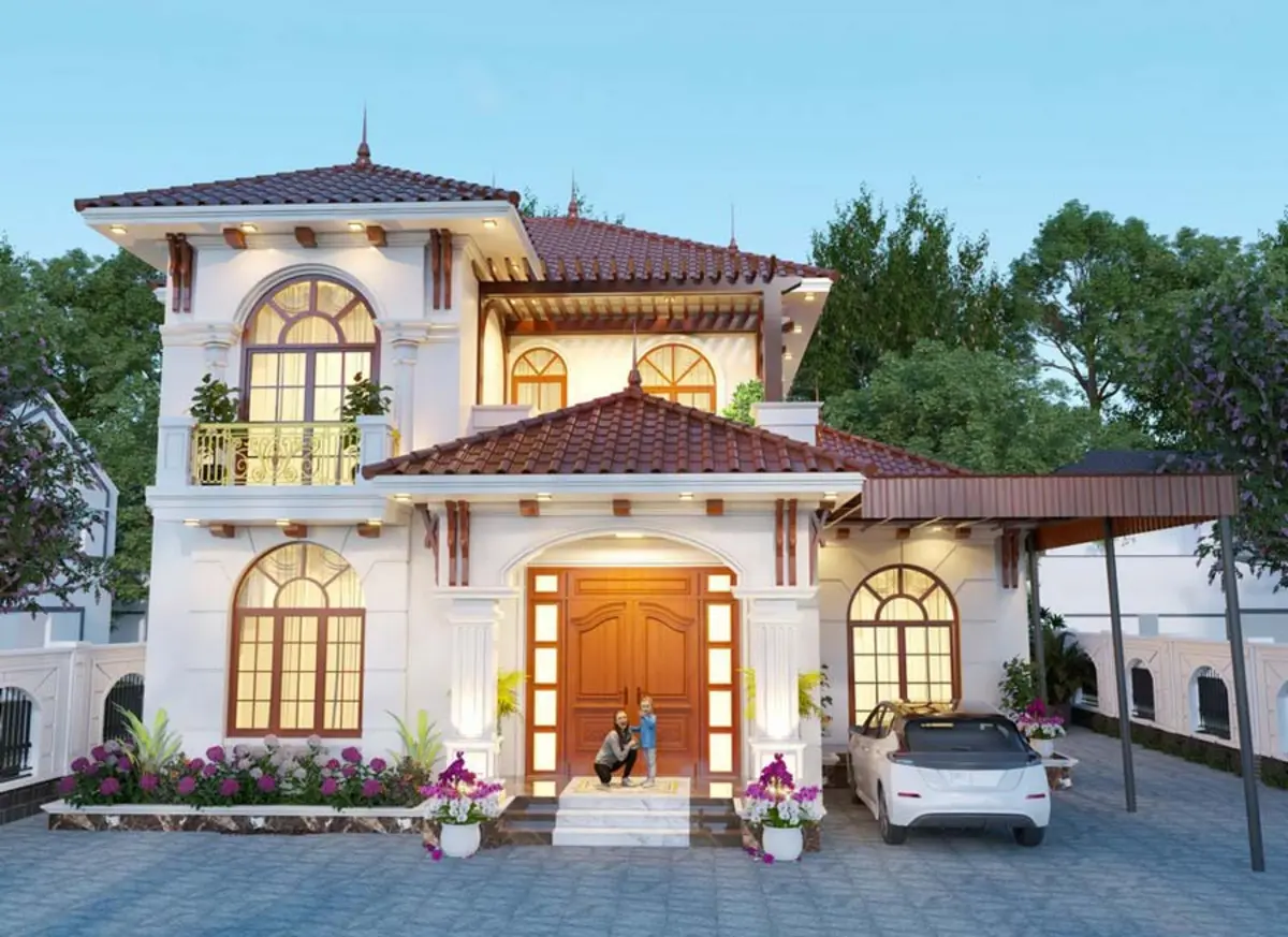 Mẫu nhà mái Thái 2 tầng phong cách Châu Âu