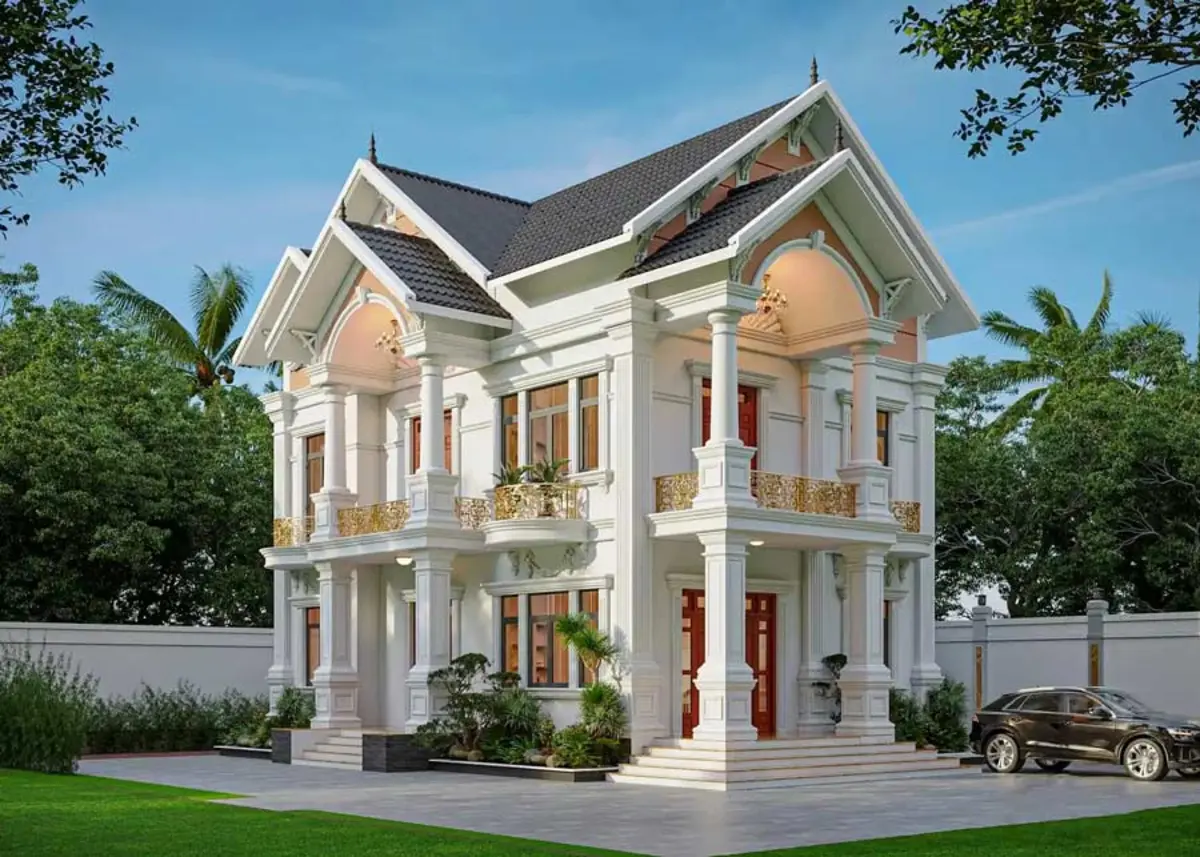 Mẫu nhà mái Thái 2 tầng phong cách Châu Âu