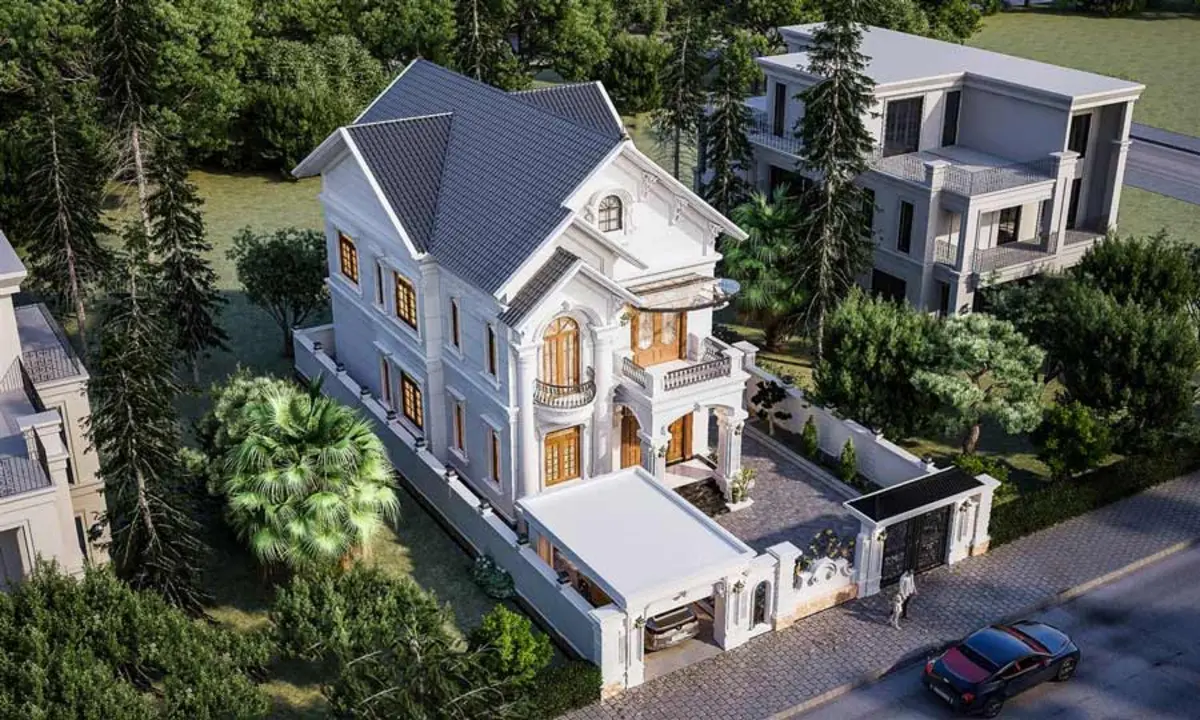 Mẫu nhà mái Thái 2 tầng phong cách Châu Âu