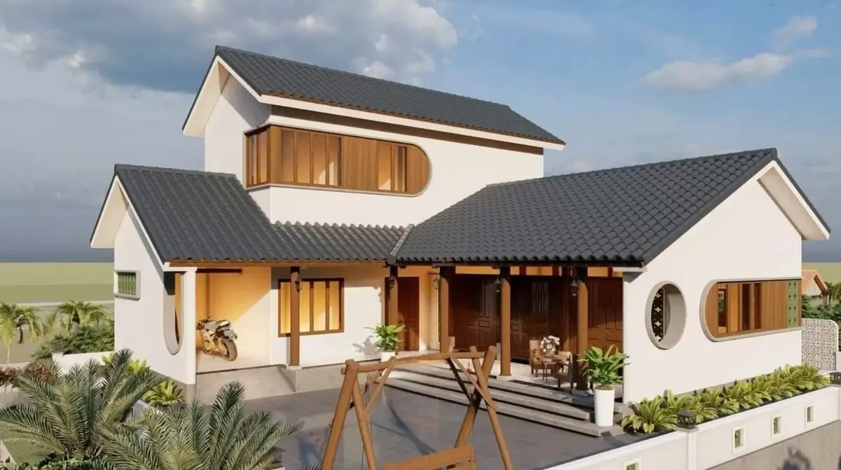 Mẫu nhà mái Thái 2 tầng 100m2