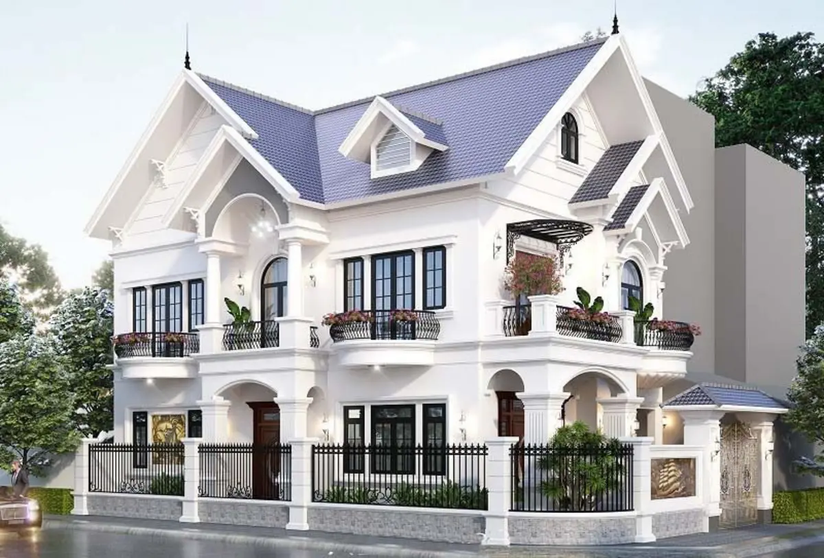 Mẫu nhà mái Thái 2 tầng 100m2 rộng rãi