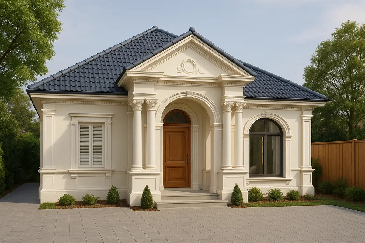 Nhà cấp 4 mái Thái 3 phòng ngủ tân cổ điển.