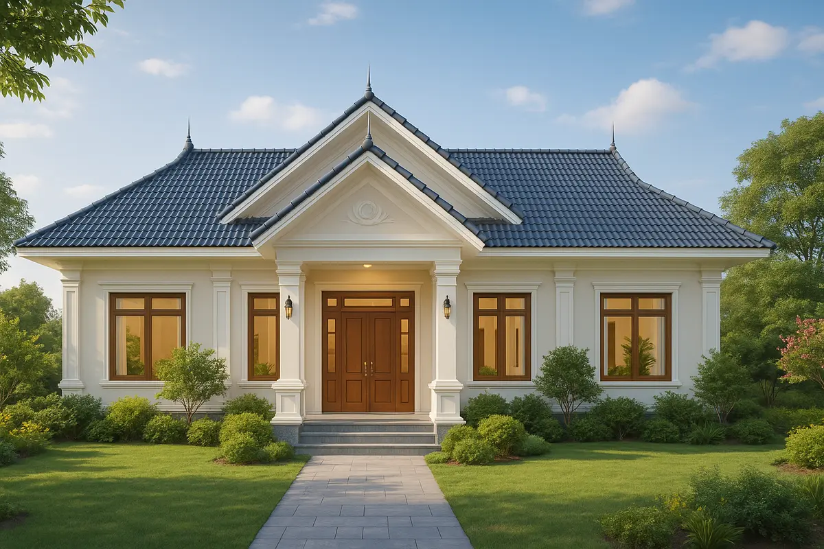 Nhà cấp 4 mái Thái 3 phòng ngủ có sân vườn đặc biệt phù hợp với gia đình yêu thích thiên nhiên