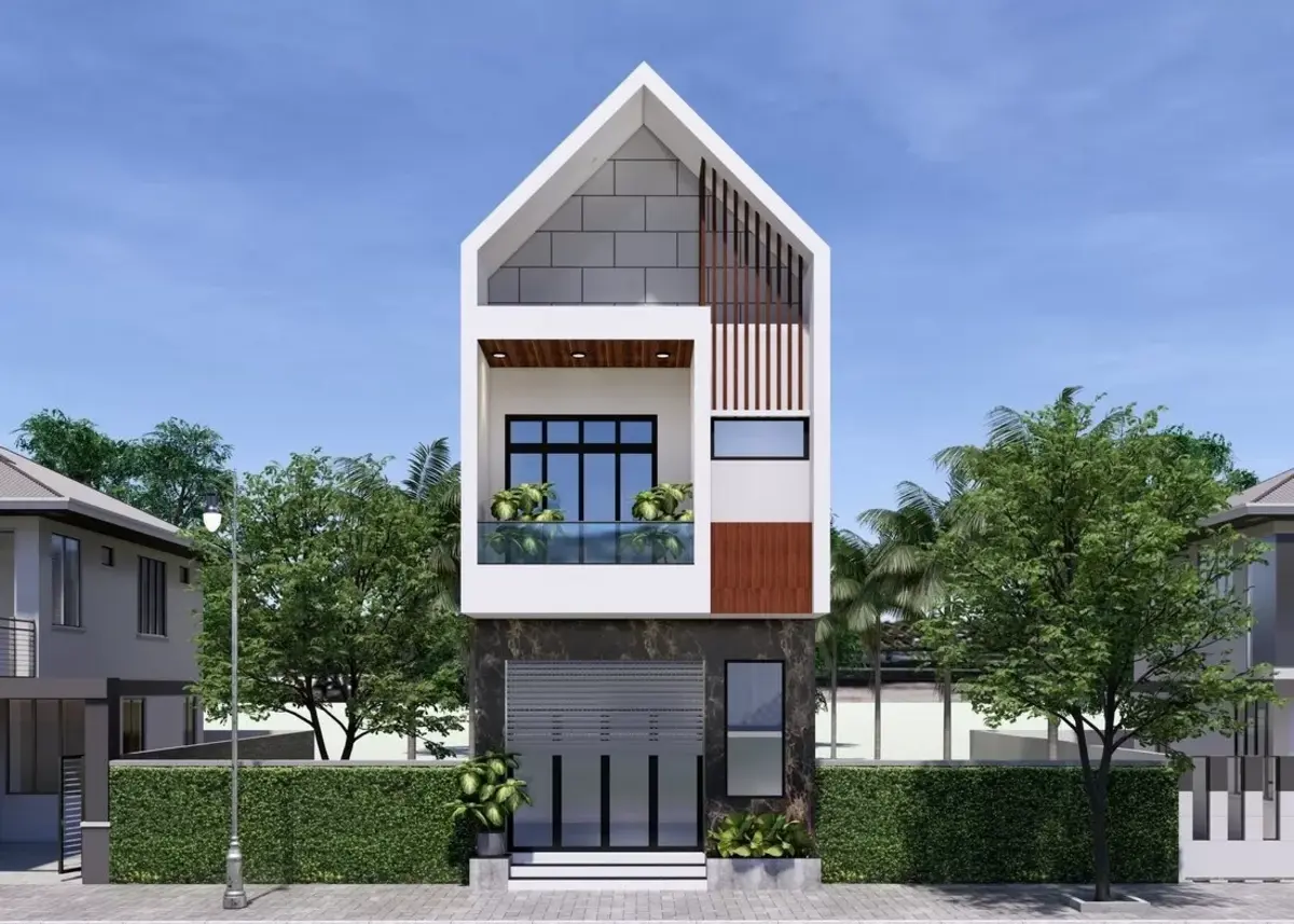 Mẫu nhà ống 5x20m 2 tầng mái Thái