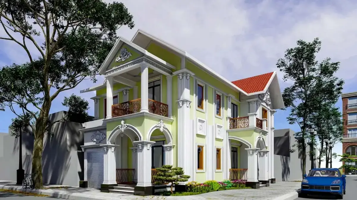 Mẫu nhà mái Thái 2 tầng tân cổ điển