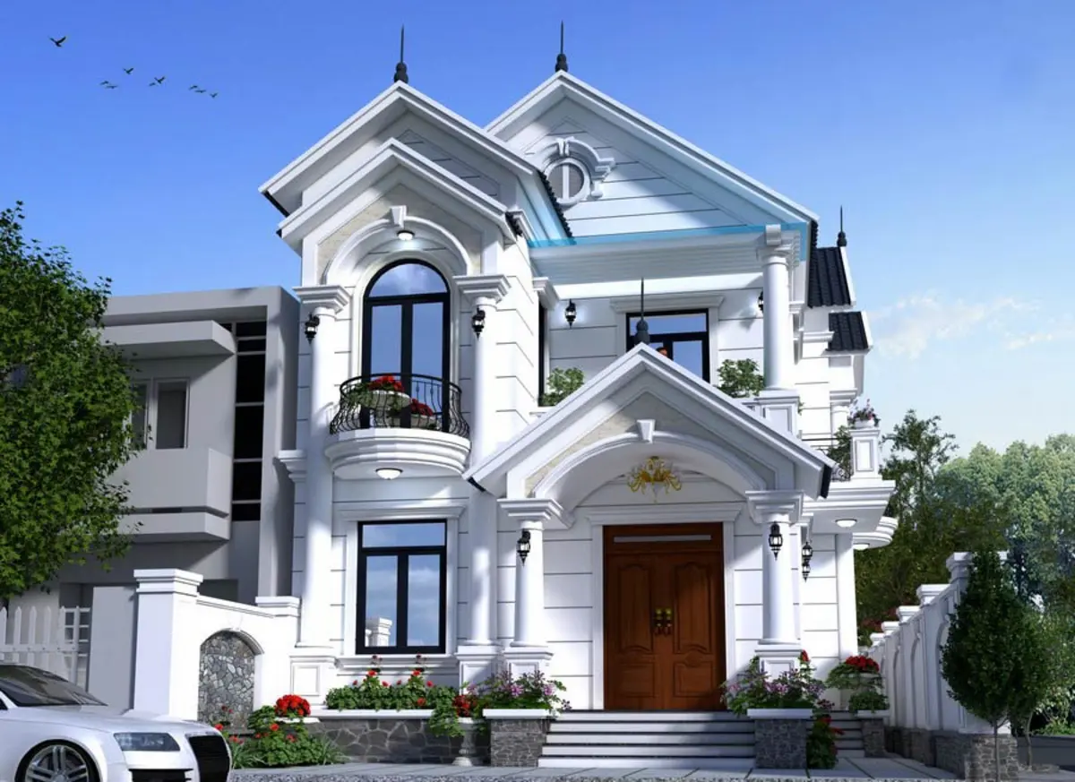 Mẫu nhà mái Thái 2 tầng tân cổ điển