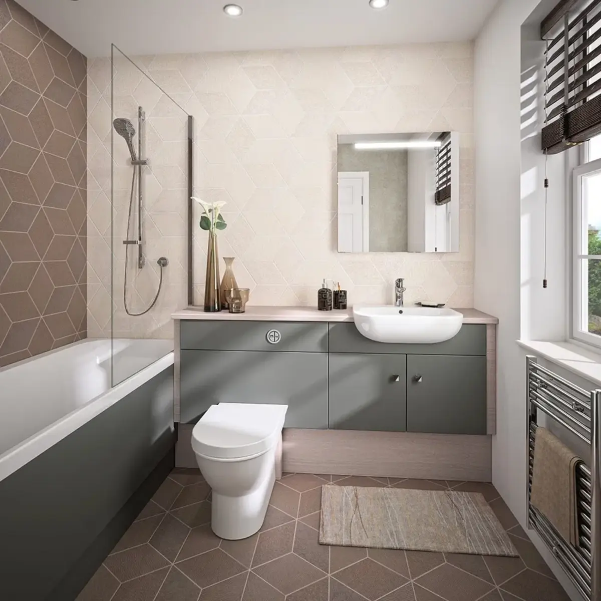 Ánh sáng nhân tạo hài hòa cùng màu sắc pastel tạo cảm giác dễ chịu, hiện đại