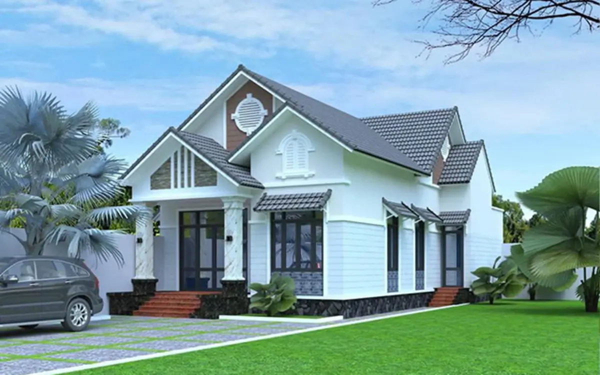 Mẫu nhà cấp 4 gác lửng 3 phòng ngủ kết hợp sân vườn thường được những người yêu thích thiên nhiên và muốn có không gian nghỉ dưỡng tại gia lựa chọn.