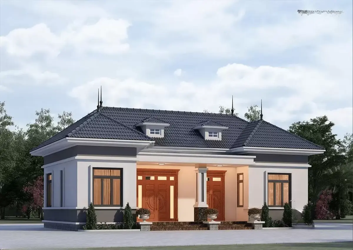 Mẫu nhà cấp 4 mái Nhật 4 phòng ngủ hiện đại kết hợp màu sắc trang nhã, tinh tế