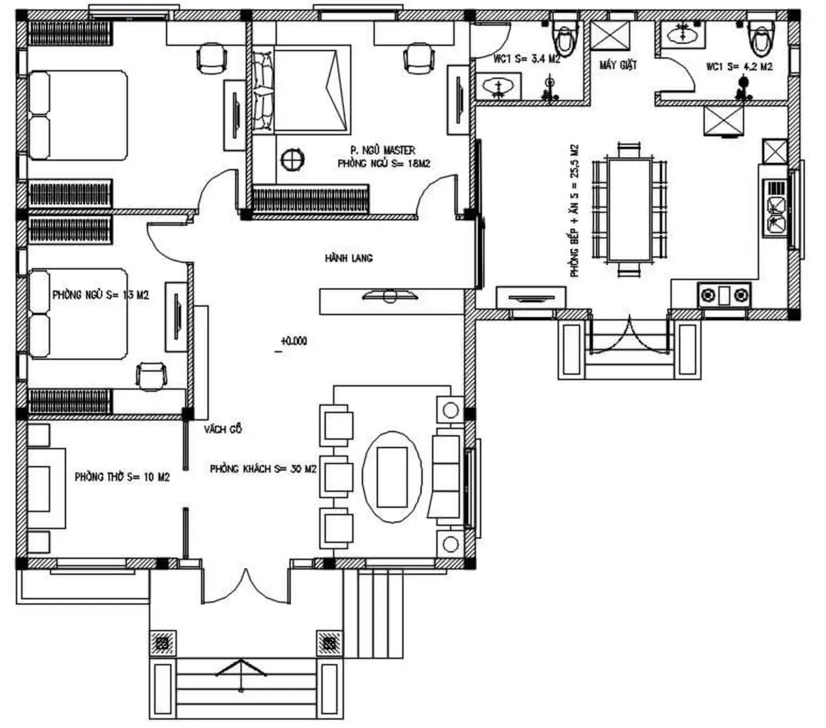 Mẫu nhà cấp 4 nông thôn mái Nhật chữ L phù hợp với những khu đất rộng ngang hoặc vuông