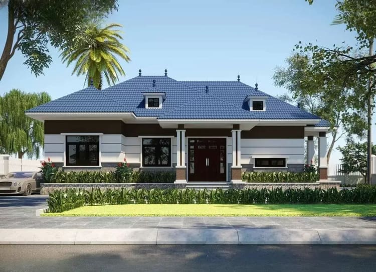 Mẫu nhà cấp 4 mái Nhật 4 phòng ngủ 150m2 hiện đại
