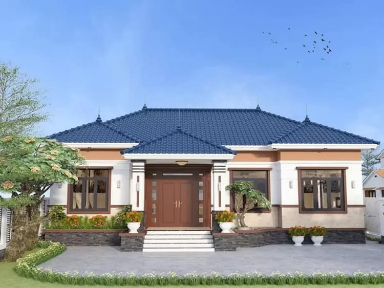 Mẫu nhà 1 tầng 4 phòng ngủ mái Nhật 150m2 hiện đại, tinh tế