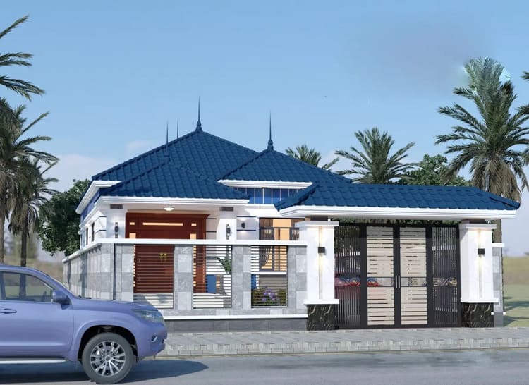 Mẫu nhà cấp 4 mái Nhật 4 phòng ngủ 500 triệu hiện đại