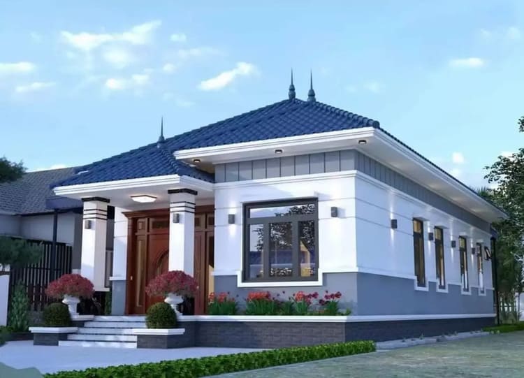 Mẫu thiết kế nhà cấp 4 mái Nhật 4 phòng ngủ 500 triệu đầy đủ tiện nghi