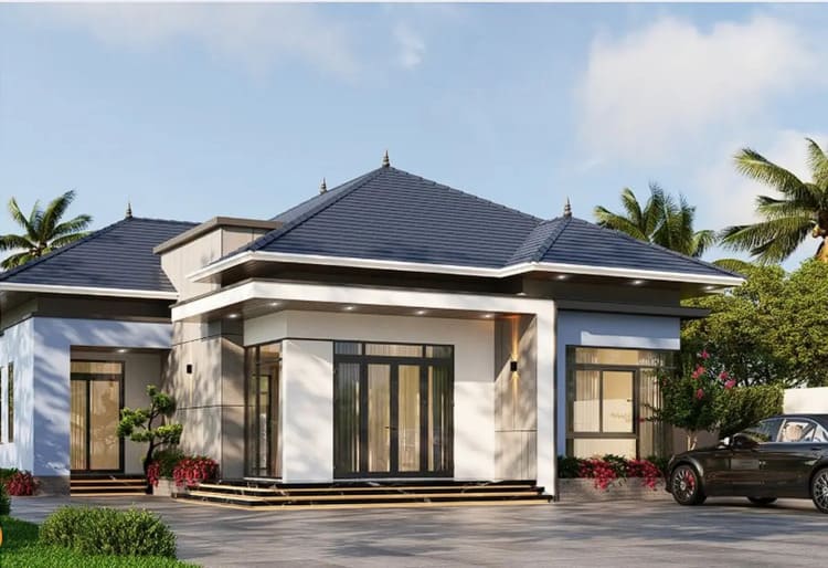 Mẫu nhà cấp 4 mái Nhật 4 phòng ngủ 500 triệu - 1 tỷ hiện đại, cao cấp