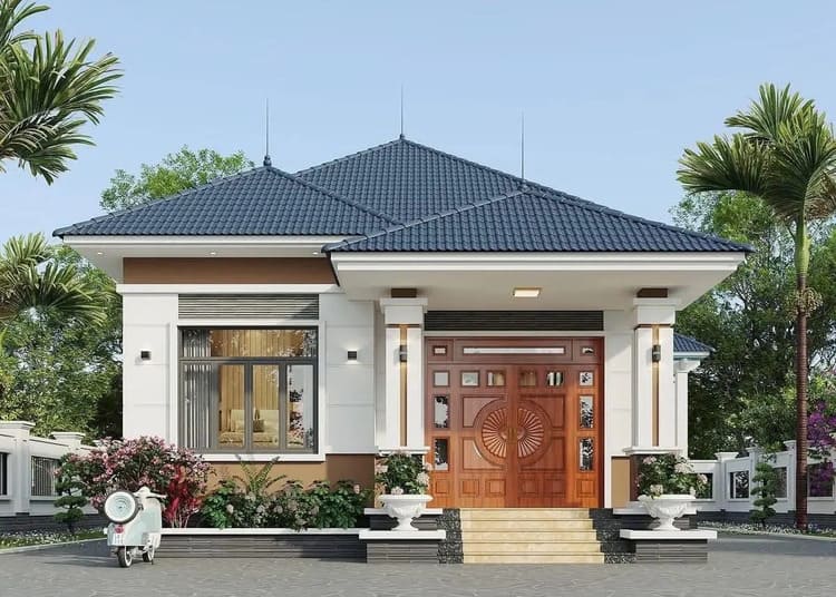 Mẫu nhà cấp 4 mái Nhật 4 phòng ngủ 500 triệu - 1 tỷ đơn giản, đầy đủ công năng