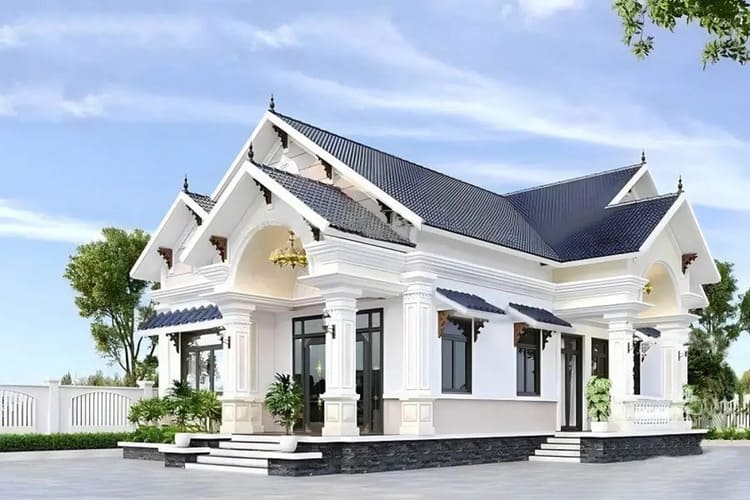 Mẫu nhà cấp 4 mái Nhật 4 phòng ngủ 700 triệu phong cách tân cổ điển