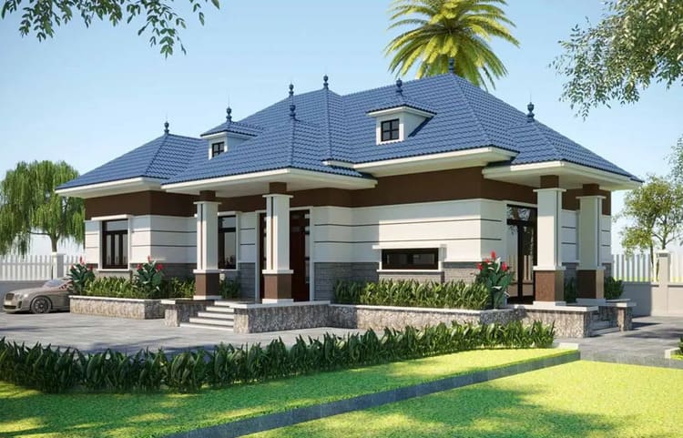 Nhà cấp 4 mái Nhật 4 phòng ngủ 800 triệu đón gió và ánh sáng tự nhiên