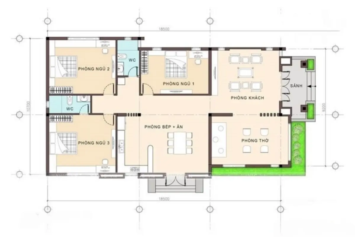 Nhà cấp 4 mái Nhật 100m² được nhiều gia đình lựa chọn nhờ chi phí xây dựng vừa phải, thời gian thi công nhanh