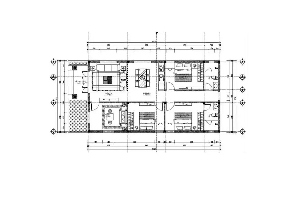 Nhà cấp 4 mái Nhật 3 phòng ngủ phù hợp với gia đình từ 3 - 5 người