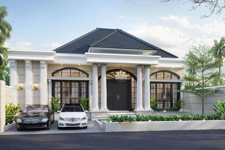 Mẫu nhà vườn tân cổ điển 1 tầng sang trọng