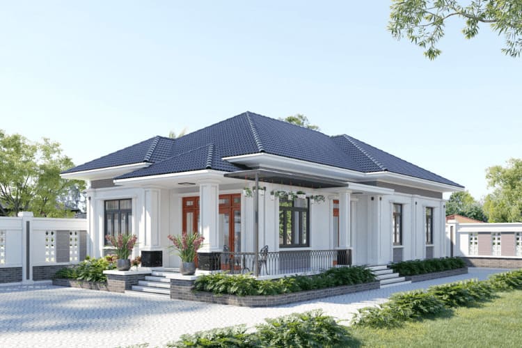 Mẫu nhà vườn cấp 4 kết hợp với hệ cửa nhôm kính tạo không gian thông thoáng