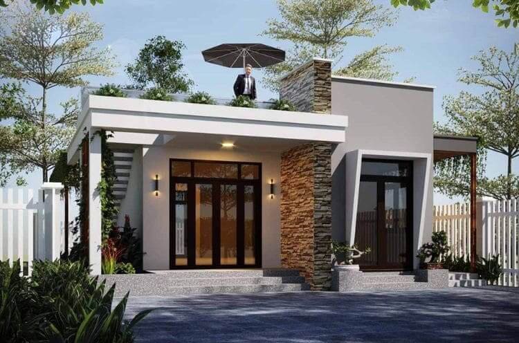 Mẫu nhà vườn mái bằng truyền thống tiện nghi