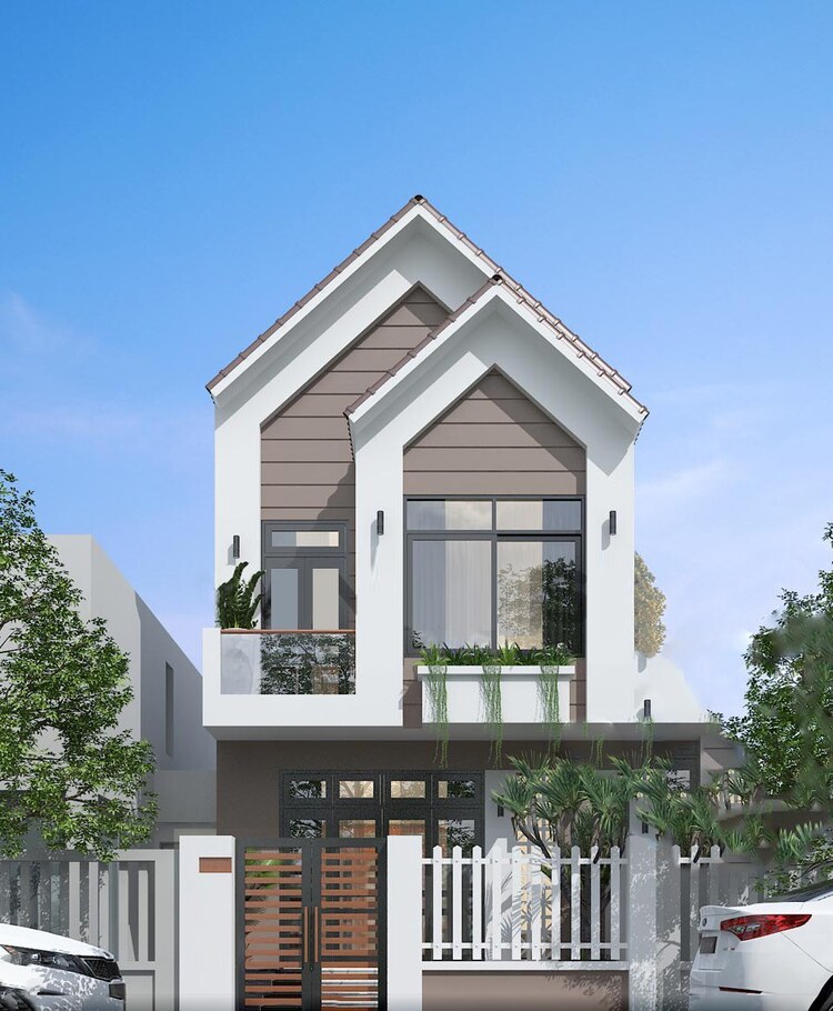 Mẫu nhà ống mái Thái 2 tầng