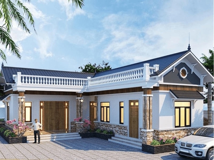 Mẫu nhà cấp 4 mái Thái hình chữ L