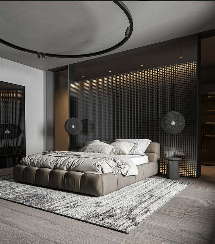 Thiết kế vách ngăn phòng ngủ nhôm đen cực sang, cá tính