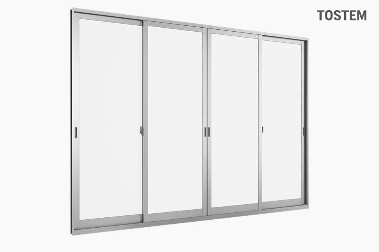 Cửa đi lùa 4 cánh 2 ray trượt NS của TOSTEM giúp nâng tầm chất lượng không gian sống, tính thẩm mỹ cho công trình