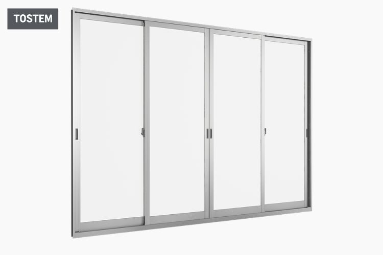 Cửa đi lùa 4 cánh 2 ray trượt NS của TOSTEM giúp nâng tầm chất lượng không gian sống, tính thẩm mỹ cho công trình