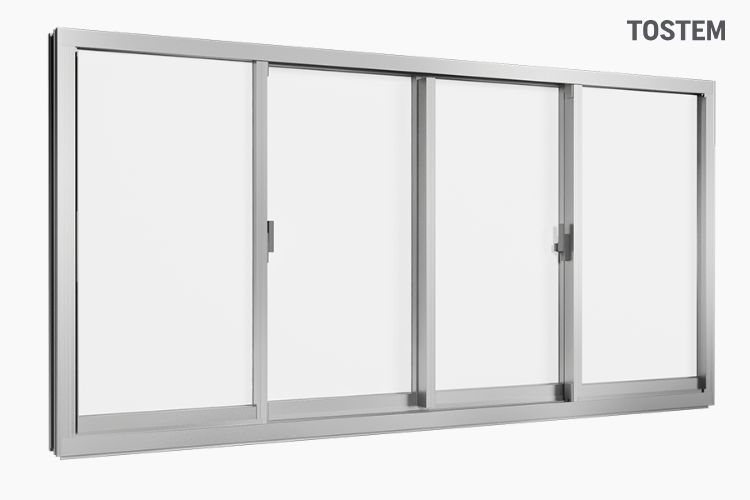 Mẫu cửa sổ lùa nhôm (mở trượt) 4 cánh 2 ray WE 70 đẹp, chất lượng