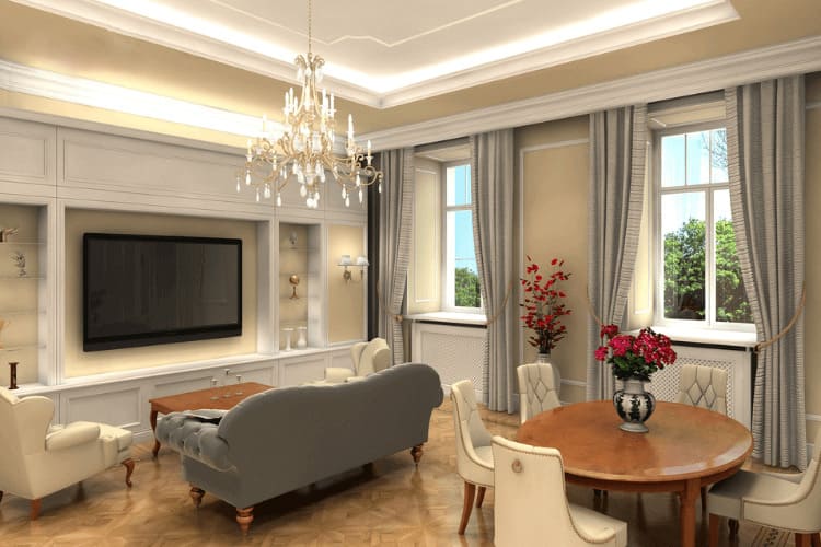 Mẫu cửa sổ nhôm kính màu trắng trang nhã cho phòng khách nhà ống